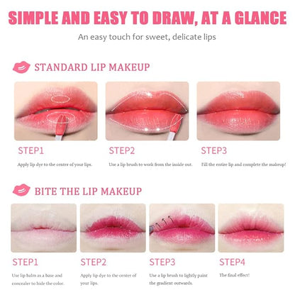6 Colors Lip Tint Stain Set, Charm Kiss Korean Lip Gloss Plumping Mini Liquid Lipstick, Multi-use Lip and Cheek Tint, Long lasting Non-Stick Cup Waterproof, High Pigment, Vivid Color, Lip Tint Makeup