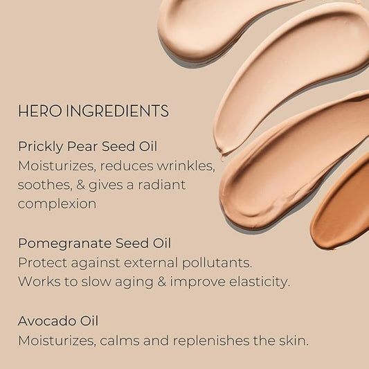 INIKA Organic BB Cream Foundation - Vegan Makeup with Hydrating Prickly Pear, Jojoba, and Pomegranate Seed Oil- Lightweight, Radiant BB Glow for Balanced Skin Tone, NUDE 1 fl oz