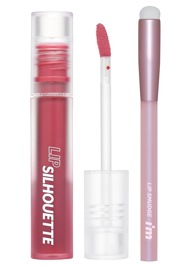 I'M MEME Lip Tint + Lip Brush Set/Best Lip Stain, Vivid Color, Long Lasting, Moisturizing & Hydrating, Light-weight, Matte Finish