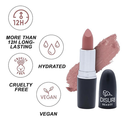 Matte Bullet Long Wear Lipstick - Vegan and Cruelty-Free - Smudge and Waterproof Matte Lipstick with Moisturizing Formula - All Day Comfort - (Rosewood Charm #24)