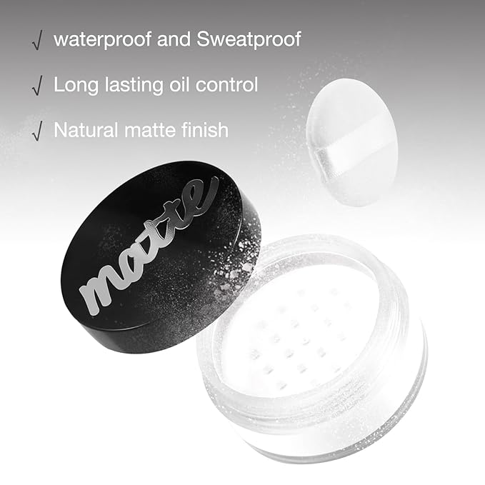 Boobeen Lightweight Translucent Loose Setting Powder Makeup, Matte Non-Sticky Finishing Baking Makeup, Concealing Nude Face Pressed Foundation Powder for Women With Puff