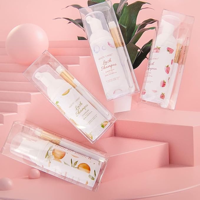 ARISON LASHES Eyelash Shampoo Eyelash Foam Cleanser with Cleaning Brush Eyelash Cleaner for Eyelash Extension Foam Wash Lash Shampoo for Home and Salon Use 60ML(Tropical fruits)