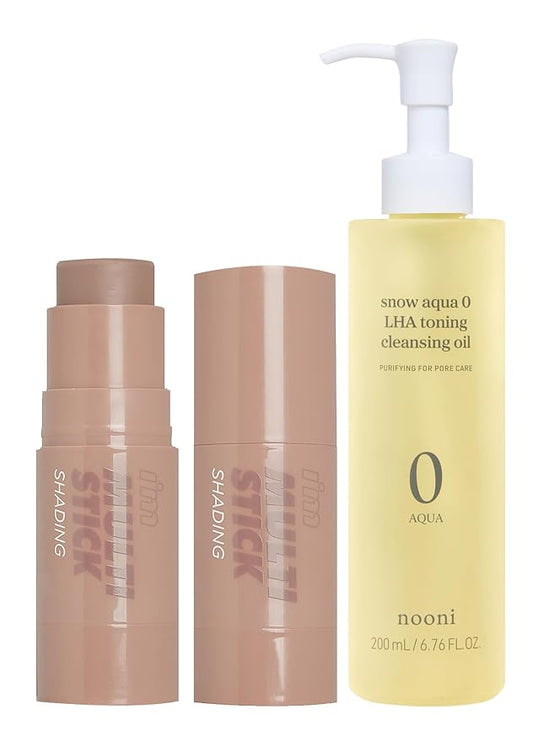 I'm Meme Contour Stick for Face - I'm Multi-stick Shading 001 Bronzer, 0.24 Oz + NOONI Korean Cleansing Oil - Snow Aqua 0 LHA Toning Pore Care Korean Facial Oil Cleanser, 6.76 fl.oz Bundle