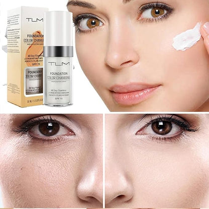 TLM Foundation Color Changing, Flawless Full Coverage Natural Color Warm Complexion Moisturizing Foundation.