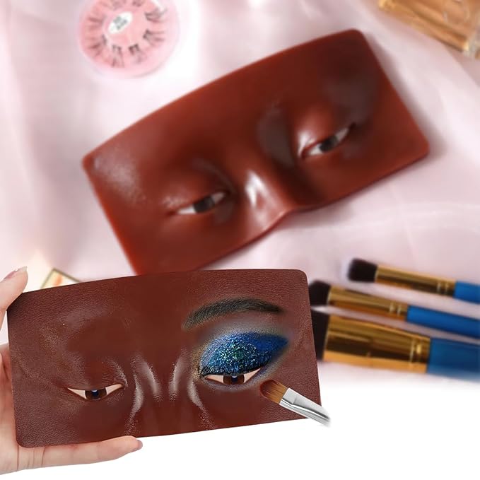 3D Makeup Practice Face Board Reusable Realistic Eyeshadow Eyeliner Eyebrow Mapping Makeup Practice Mannequin Face Board for Makeup Beginner or Professional Enthusiasts(Dark Colored)