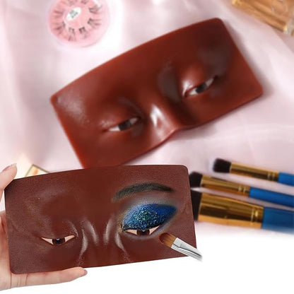 3D Makeup Practice Face Board Reusable Realistic Eyeshadow Eyeliner Eyebrow Mapping Makeup Practice Mannequin Face Board for Makeup Beginner or Professional Enthusiasts(Dark Colored)