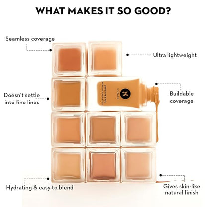 Sugar Cosmetics Drop The Base Serum Foundation10 Latte (Light, Warm Undertone) Full Coverage Waterproof Matte Finsh