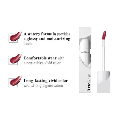 Dewy Fit Tint – 8 Colors | Non-Sticky, Buildable Shine with Vivid Color | Long-Lasting & Moisturizing for a Plump, Glossy Finish | K-Beauty Lip Color (#003 Rose De Rose, 0.1 Fl Oz)