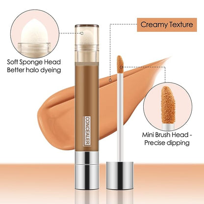 Boobeen Dual Ended Liquid Concealer Stick for Women, Natural Eye Concealer for Dark Circles，Long Lasting Foundation With Full Coverage Makeup