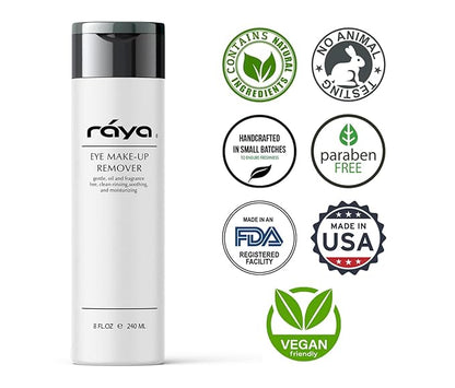 Raya Eye Make-Up Remover 8 oz (105) | Oil-Free, Make-Up Removing Cleansing Fluid | Gently Removes Non-Water-Proof Mascara | Great For Sensitive Skin