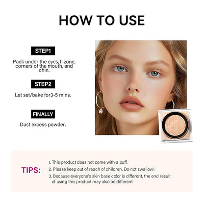 Setting Powder, Loose Baking Powder, Natural Matte Finish Oil Control (Light, 0.71Oz)