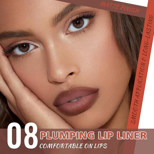 Retractable Matte Lip Liner Pencil, Maroon Plump Lip Liners Long-Lasting Creamy Formula for Shaping & Sculpting lip filler pen, Subtle Touch Velvet Pigmented Crayon Lip Liner 08#