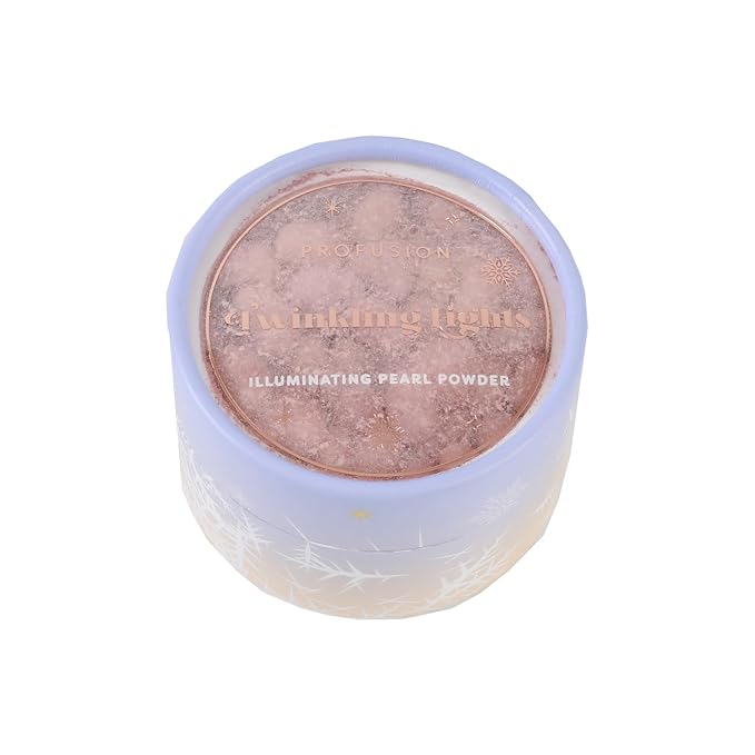 Profusion Cosmetics Frosted Snow Sparkle Twinkling Lights Vegan and Cruelty-Free Illuminating Powder Puff Set for Effortless Radiance