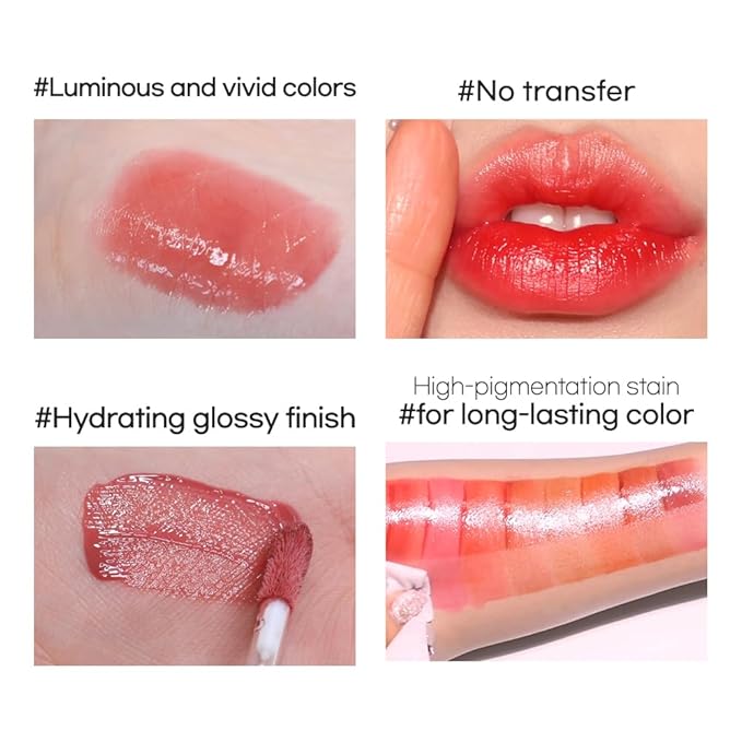 New Planet Tint | Clear Glow Tint Non-Sticky Lightweight Hydrating Long-Lasting Shine High Pigmented Volumizing Moisturizing Natural Lip Stain (#01 Cherry Balance, 4.1g)