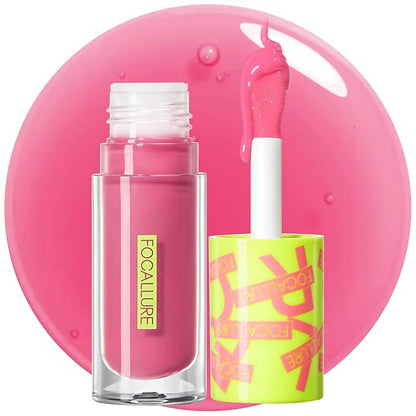 FOCALLURE Lip Oil,Moisturizing,Hydrating Lip Gloss,Transparent Toot Lip Glow Oil,Shiny Glossy Finish,Non-Sticky,Long Lasting,Tinted Lip Balm for Dry Lips and Lip Care,Cherry Juice