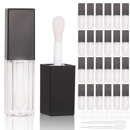 24pcs 5ml Empty square black lipgloss tubes bulk wholesale with big wand lipgloss containers