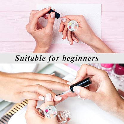 8 Pcs Mini Nail Art Palette Metal Finger Rings Manicure Palette Nail Paint Art Palette for Manicure Nail Polish Art Tools Makeup Palettes