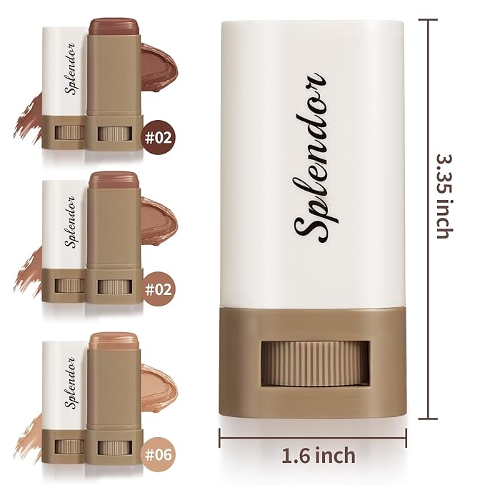 Splendor Serum Boosted Skin Tinted Balm, Solid Tinted Moisturizing Serum Contour Stick Foundation Face Stick splendor balm, Natural Makeup for Women (2#)