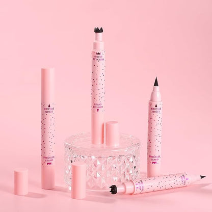 DAGEDA Eyeliner Freckle Pen, 2 in 1 Light Brown Freckle Stamp and Black Liquid Eyeliner, Waterproof, Natural Lifelike Freckles Makeup, Soft Sopt Pen Magic Fake Freckles
