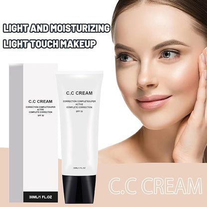 Skin Tone Adjusting CC Cream SPF 50, New Cosmetics CC Cream, Pre-makeup Primer Moisturizing Skin Concealer Brightening Skin Tone (Natural, 2PCS)