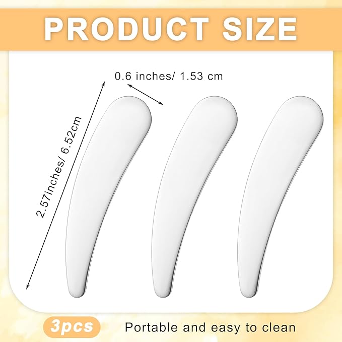 3 PCS Mini Metal Makeup Spatula, Skin Care Reusable Cosmetic Cream Spatulas Spoon for Mixing and Sampling Face Skin Care Creams, Eye Cream, Essences Beauty Accessories Tools (Sliver)