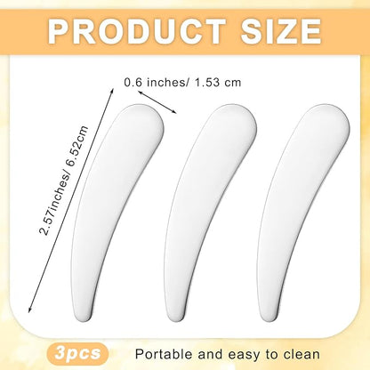 3 PCS Mini Metal Makeup Spatula, Skin Care Reusable Cosmetic Cream Spatulas Spoon for Mixing and Sampling Face Skin Care Creams, Eye Cream, Essences Beauty Accessories Tools (Sliver)