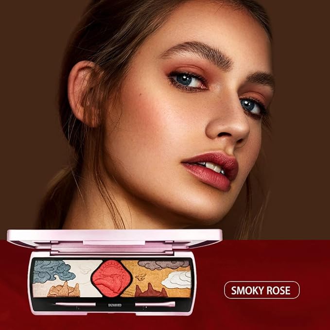 Xaena Carved Flower Pattern Eyeshadow Palette - Colorful Eye Makeup in 9 Shades with Eyeshadow Brush and Mirror - Embossed Palette for Creative Looks