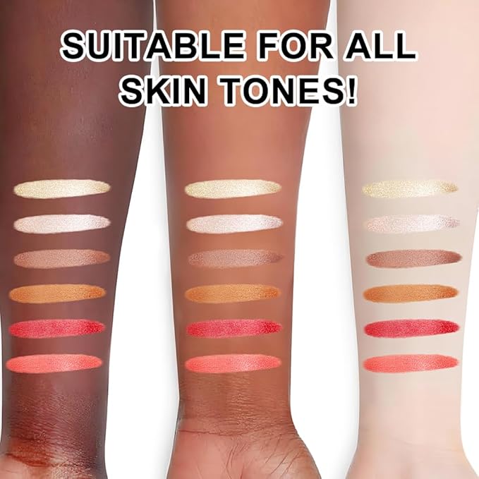 Face Stick Set - Contour, Highlighter, and Blush Sticks, Creamy Texture, Beginner-Friendly, Natural Finish - for Cheeks and Lips-Highlighter