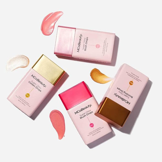 MCoBeauty Super Glow Bronzing and Blush Drops in Peach Pink, Sun-Kissed Healthy Glow for Hydrated Radiance, Pack of 2, Vegan, Cruelty Free Cosmetics
