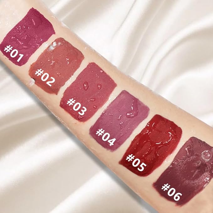 6Pcs Matte Velvet Liquid Lipstick Set, Non Stick Cup Wine Orange Red Mauve Ruby Dark Red Colored Lipstick Lip Stick Gloss Set High-pigmented Long Lasting Waterproof Lip Makeup Stain (Set A)