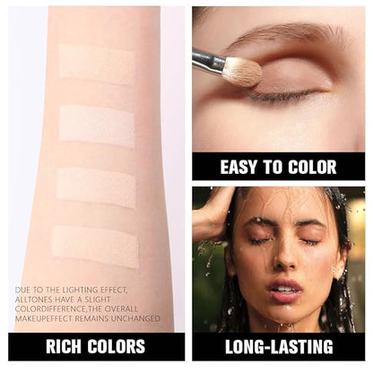 4 Colors Light Beige Nude Pink Ivory Eye Shadow Powder Palette Makeup, Neutral Matte Shimmer Cream Quad Eyeshadow Palette for Women Highly Pigmented Waterproof, paleta de sombras de ojos, Vegan, 10
