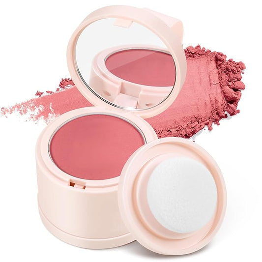 Boobeen Blush Compact for Face, Single Color Blush Powder Face Makeup, Highly Pigmented Matte Baked Makeup Pressed Blush Powder, Natural Blends Easily, with Puff