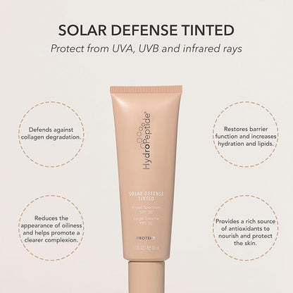 HydroPeptide Solar Defense Face SPF 30 Sunscreen, Tinted (1.7 Fl Oz) & Pre-Treatment Toner (6.76 Fl Oz) Bundle