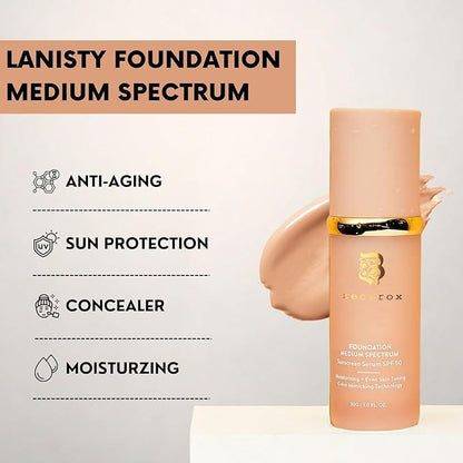 4 in 1 Foundation Liquid,4 in 1 Cosmetics Foundation Liquid with SPF 50,Medium Coverage,Longwearing & Waterproof, Hydrating Color Changing Spectrum Achieve Flawless Skin (1PCS)