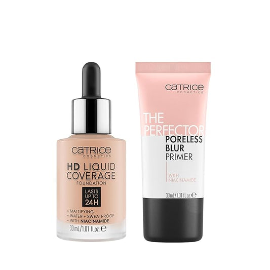 Catrice | HD Foundation 20 & The Perfector Poreless Blur Primer Bundle | Full Coverage Makeup | Vegan & Cruelty Free