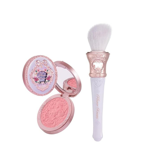 Flower Knows Midsummer Fairytales Embossed Blush 03 Ballet Fairy+Butterfly Cloud Collar Angled Powder Brush Frosty Wisteria