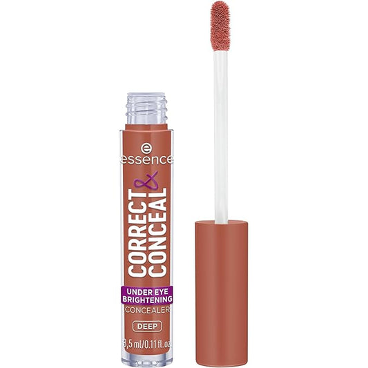 essence | Correct & Conceal Under Eye Brightening Concealer | Easy Application, Lightweight, Buildable, Infused with Aloe Vera | Vegan & Cruelty Free (40 | Deep)