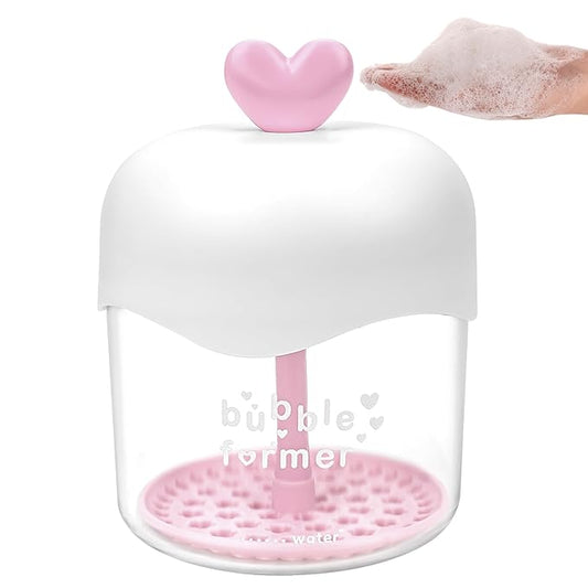 Face Cleanser Bubbler, Bubble Maker for Face Wash, Bubble Foamer Device, Gentle Deep Cleanser, Maker Face Foaming Maker for Cleaning (1, Blue) (1, Transparent)