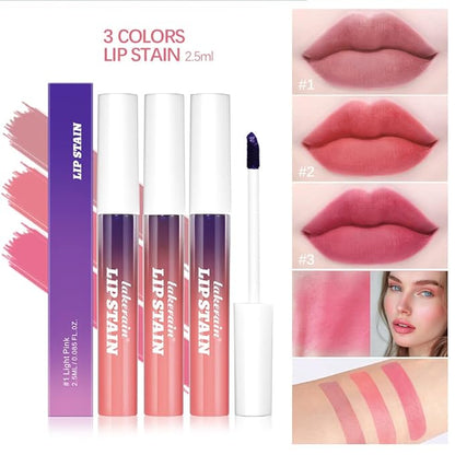 Pipe-off lip liner stain,line tattoo high-color Tint,Smudge-Proof,Waterproof,light brown/dark brown/burgundy long-lasting,Nude Matte Tint,Non-Fading, Full Coverage（#1 Light Pink）