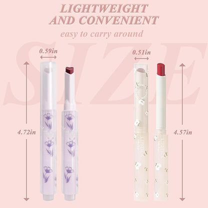 KWOLYKIM 2 Colors Jelly Lipstick & Matte Lipstick, Heart shaped Lip Stain Love Tinted Lip Balm and Velvet Creamy Lip Glaze Hydrating Long lasting Glossy Moisturizing Plumping Lip Makeup
