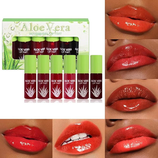 Yasovigi Korean Lip Tint Stain Set, 6 Colors Lip Gloss Watery Lip Stain Moisturizing Mini Liquid Lipstick, Multi-use Lip and Cheek Tint, Lip Makeup Non-Sticky, High Pigment (Type A)