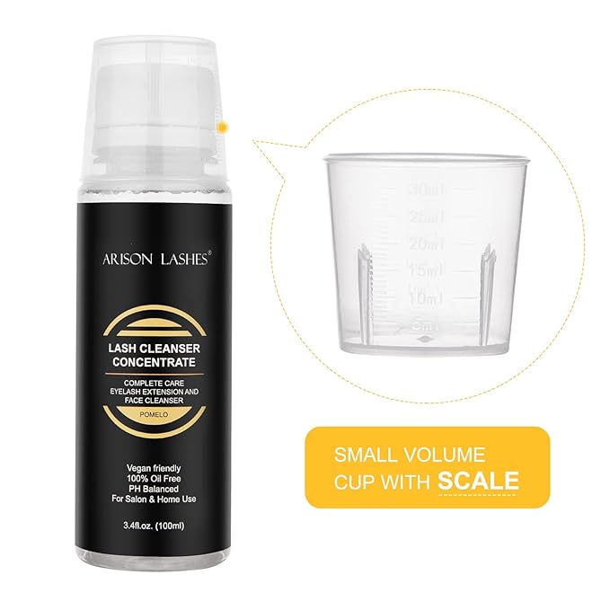 Eyelash Cleanser Concentrate 100ml Professional Lash Extensions Shampoo Natural Foaming Cleanser for Extensions Lashes with Salon Home Care-Makes 20 Bottles 60ml Eyelash Shampoo(pomelo)