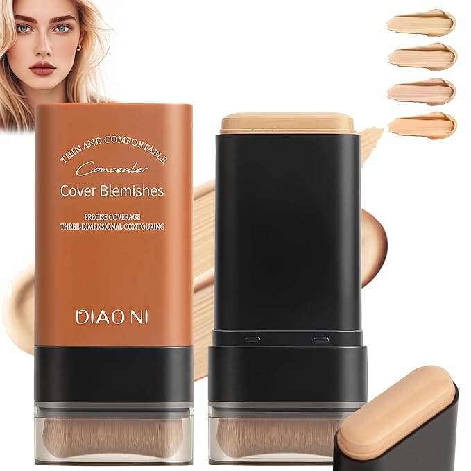 Flawless Eraser Foundation Stick,Korean Hydrating Lightweight Foundation Stick with Brush,Multi-Use Foundation Stick Makeup, Waterproof Thin and Cover Blemishes for All Skin Types (natural, 02)