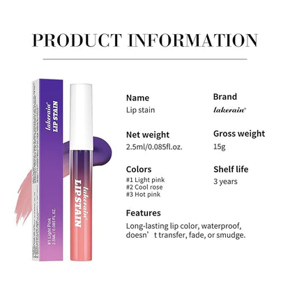 3Pcs Lip Stain Peel Off Masque Set,Matte Liquid Lipstick Nude Lip Gloss Waterproof Lip Stain Non-stick Cup Peel Off Lipstick Lip Makeup for Women