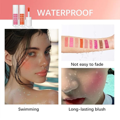 Liquid Blush for Cheeks Makeup Face Blush, Weightless Cream Formula, Smudge Proof Long-Wearing Pigmented Blush, Natural Look Makeup Face Blushes, Shimmer Finish, Dainty - 03# In hot pink