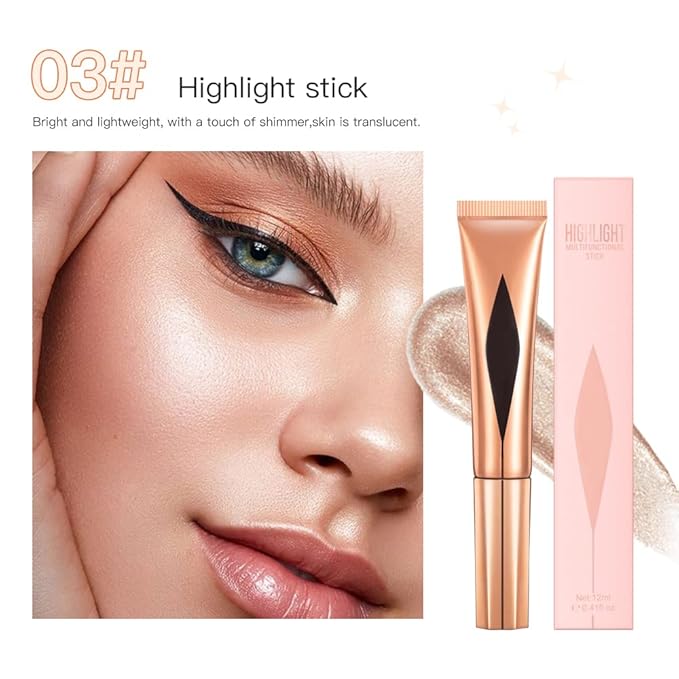 Concealer Stick,Contour Stick Makeup Liquid Highlight and Contour Wand,Cream Contour Stick with Soft Cushion Applicator,Foundation Highlight Makeup Bronzer Stick for Face