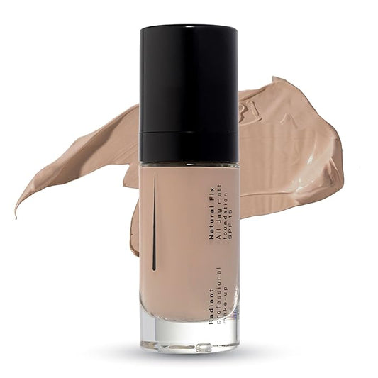 Radiant Professional Natural Fix All Day Matte Cream Foundation - Long Wear High Coverage Face Makeup Foundation With SPF 15 - Oil Free Matte Finish - For All Skin Types-1.01 oz. (3A Peanut)