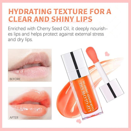 Hydrating Lip Glow Oil, Plumping Lip Oil, Tinted Lip Balm Lip Care, Transparent Toot Lip Oil, Moisturizing Lip Gloss, Non-Sticky Long Lasting Lip Oil Gloss, Lip Plumper Gloss (2PCS Rosewood)