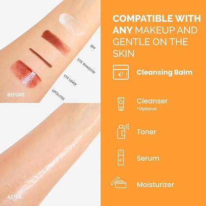 PLANTIFIQUE Korean Cleansing Balm Makeup Remover with Mango & Papaya Extracts, Hyaluronic Acid and Ceramide - Nourishing Melting Cleanser for All Skin Types 1.41 oz / 40 g