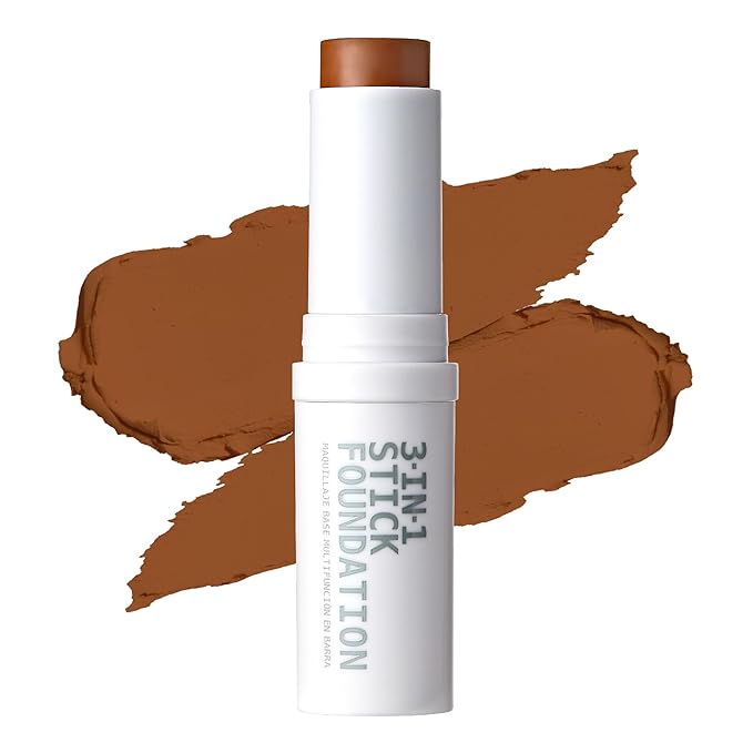Ruby Kisses Natural Full Coverage 3-In-1 Stick Foundation. Easy to Apply, Hydrating, Lightweight, Long Lasting, Concealer and Contour Stick for Face Makeup (Caramel)